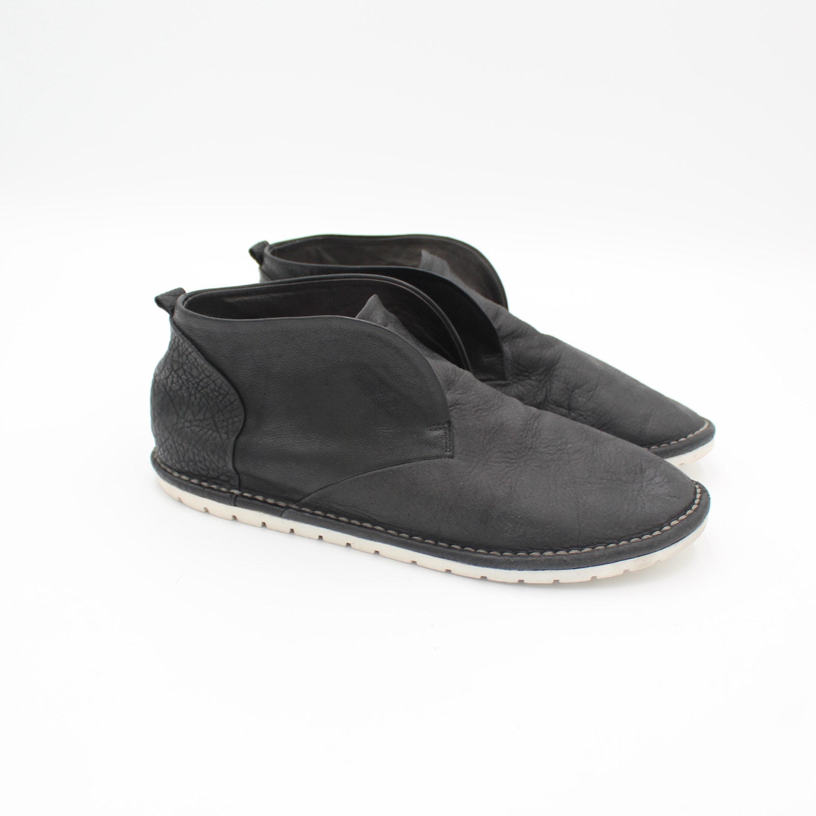 Marsell Chukka Boot Leather Slip On 41 Mens 8 Black Italy Designer Minimalist